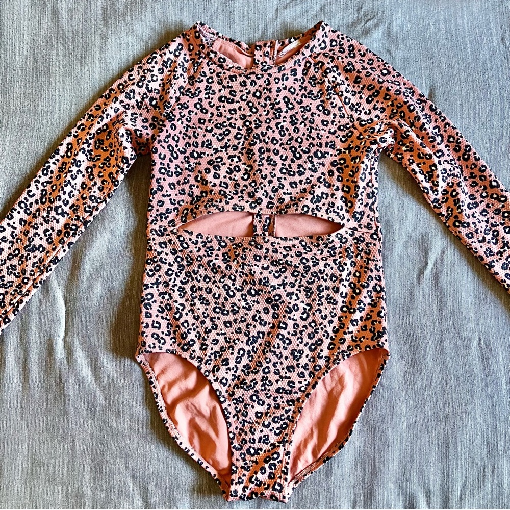 Youth girls animal print swimsuit